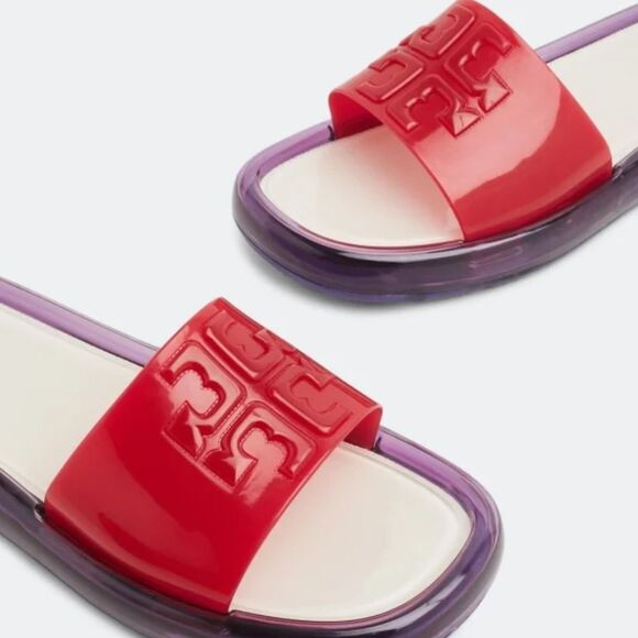 Tory Burch Bubble Jelly Slides- Bright Red/ Grape Purple - Picture 1 of 11